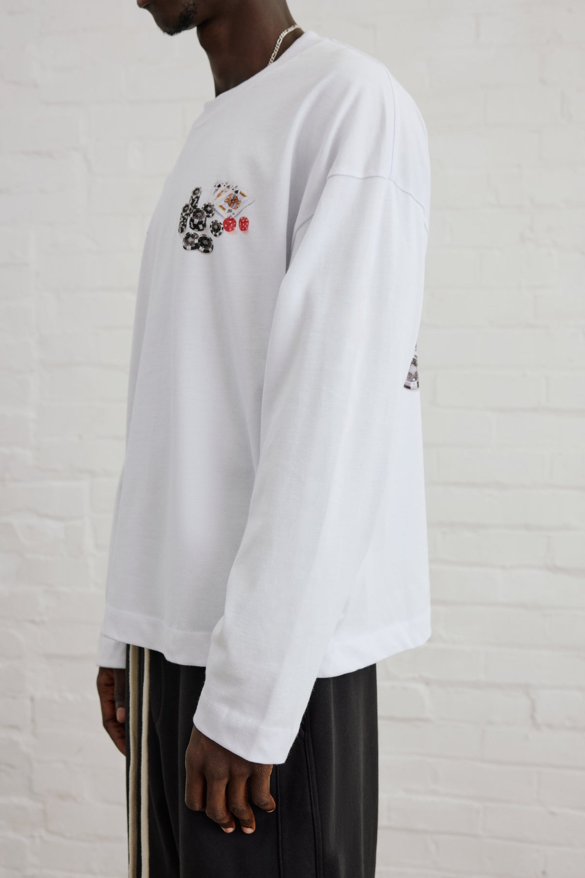 BAD HABITS GRAPHIC LONG SLEEVE T-SHIRT - WHITE
