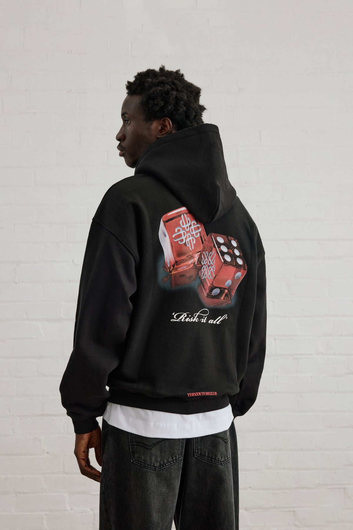 DICE EMBLEM GRAPHIC HOODIE - BLACK