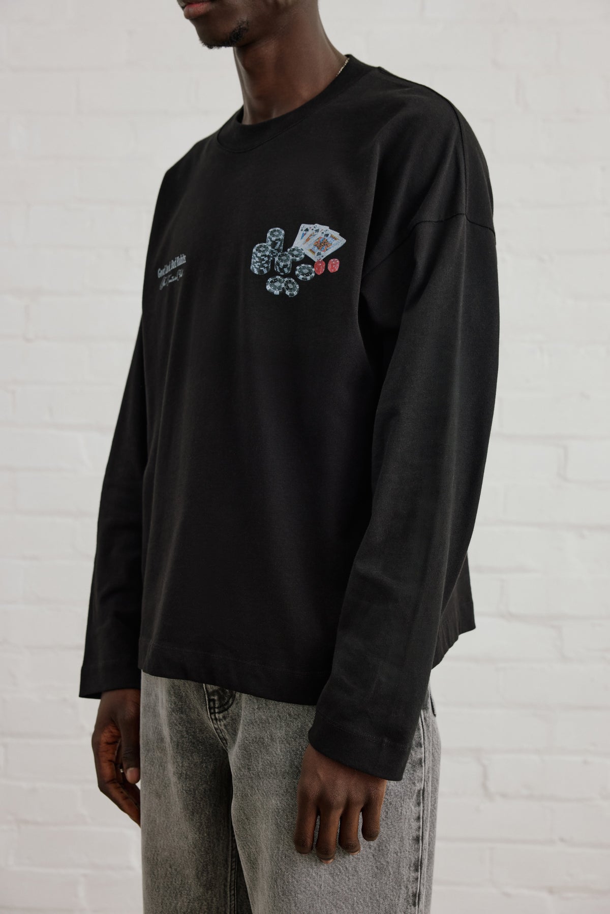 BAD HABITS GRAPHIC LONG SLEEVE T-SHIRT - BLACK