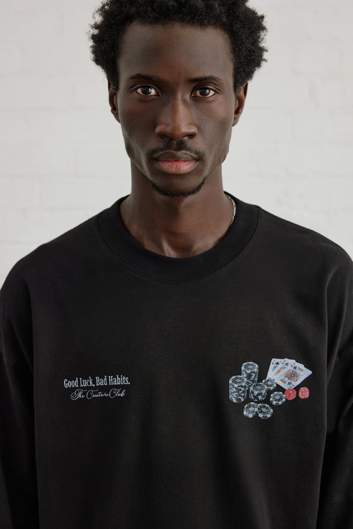 BAD HABITS GRAPHIC LONG SLEEVE T-SHIRT - BLACK