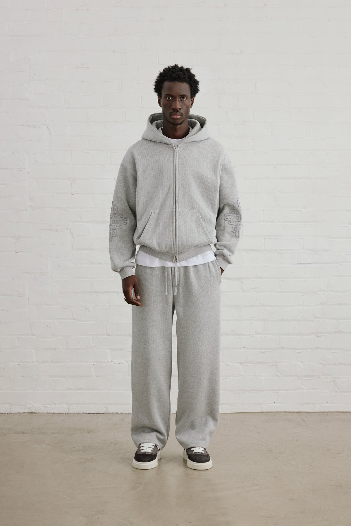KNIT FLEECEBACK JOGGERS - GREY MARL