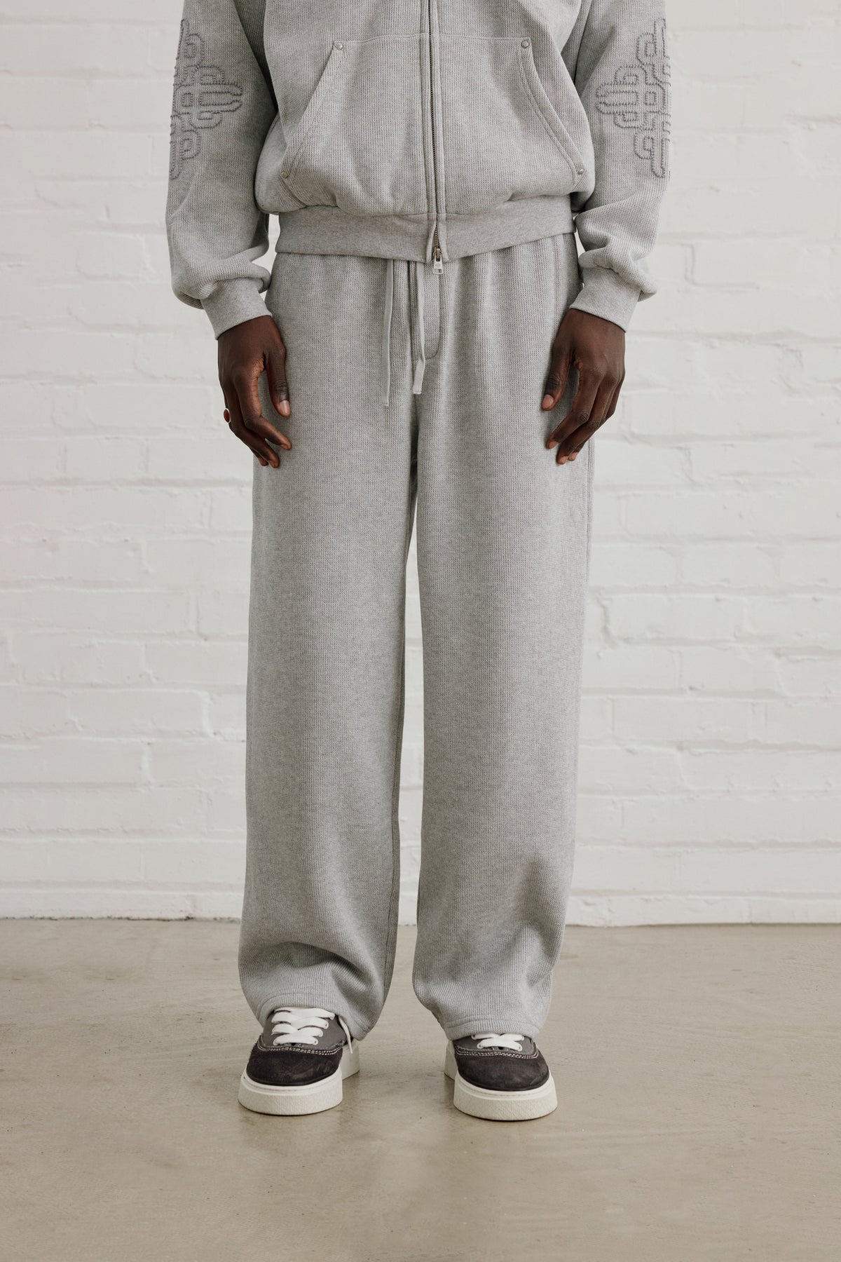 KNIT FLEECEBACK JOGGERS - GREY MARL