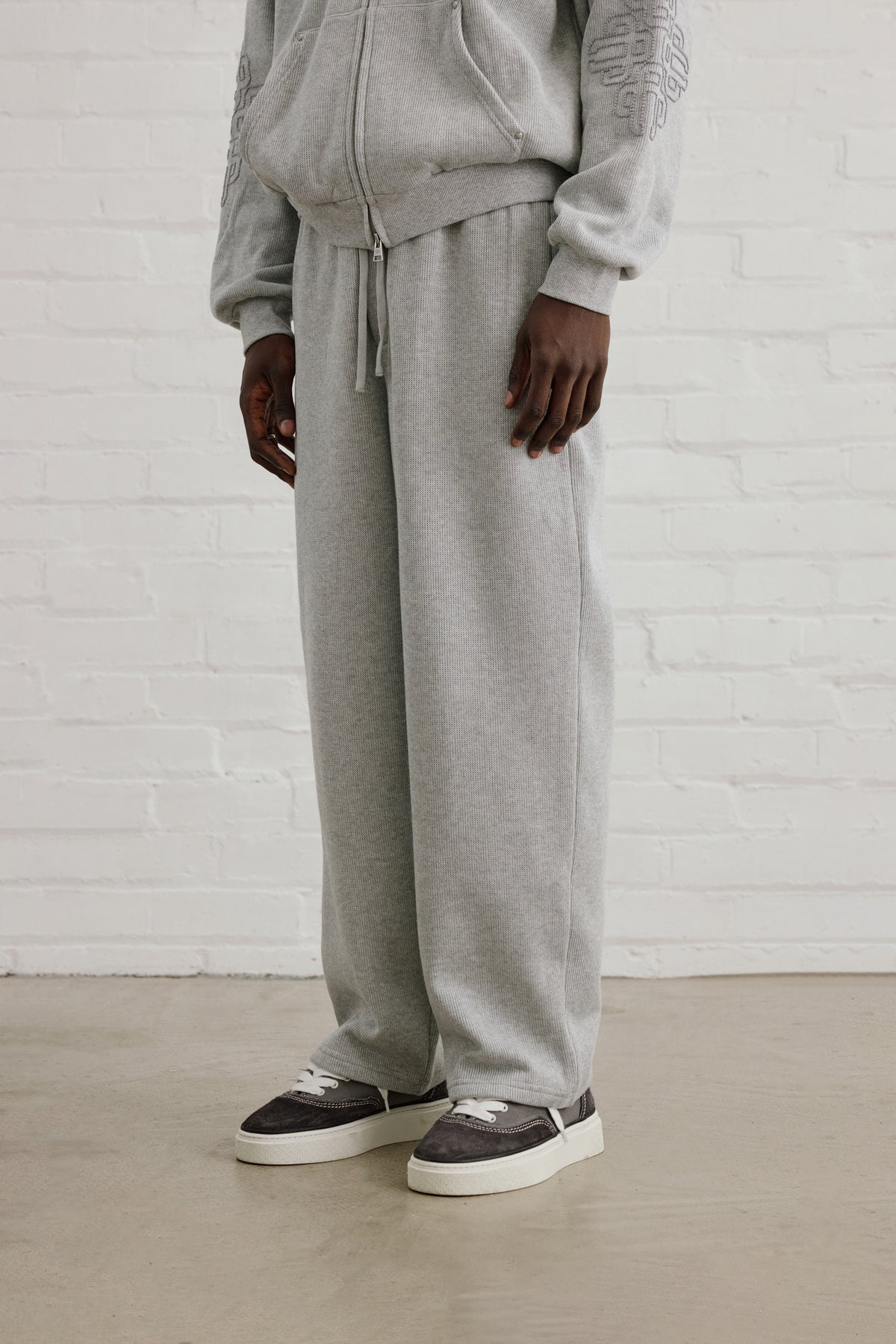 KNIT FLEECEBACK JOGGERS - GREY MARL