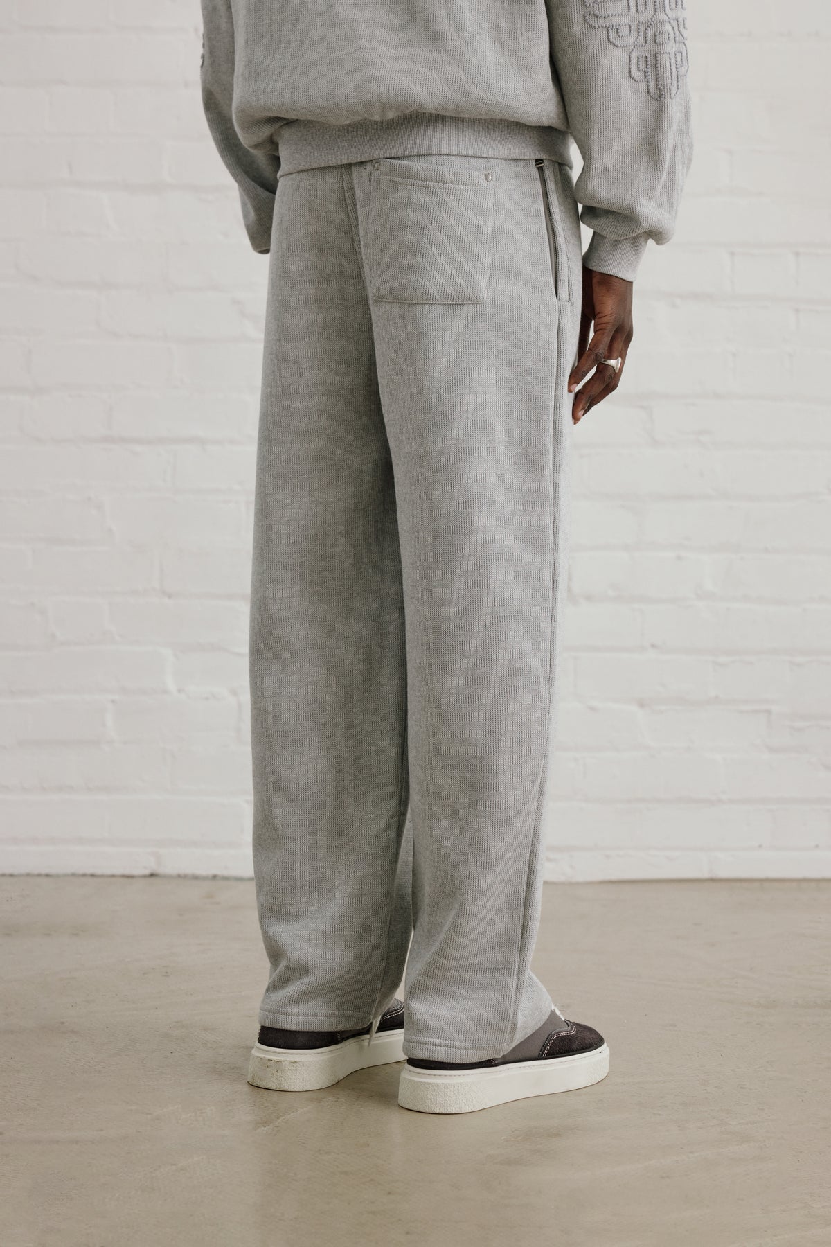 KNIT FLEECEBACK JOGGERS - GREY MARL