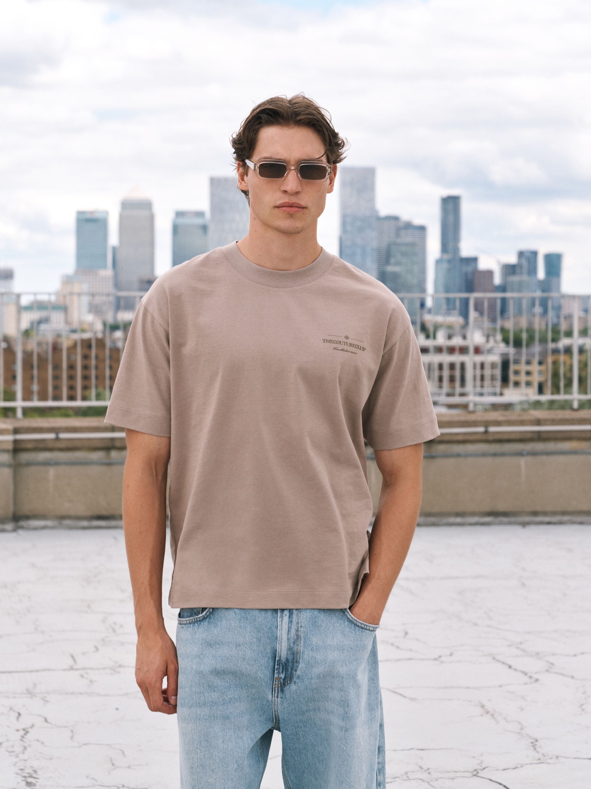 TONAL COPYRIGHT MULTI GRAPHIC T-SHIRT - BROWN