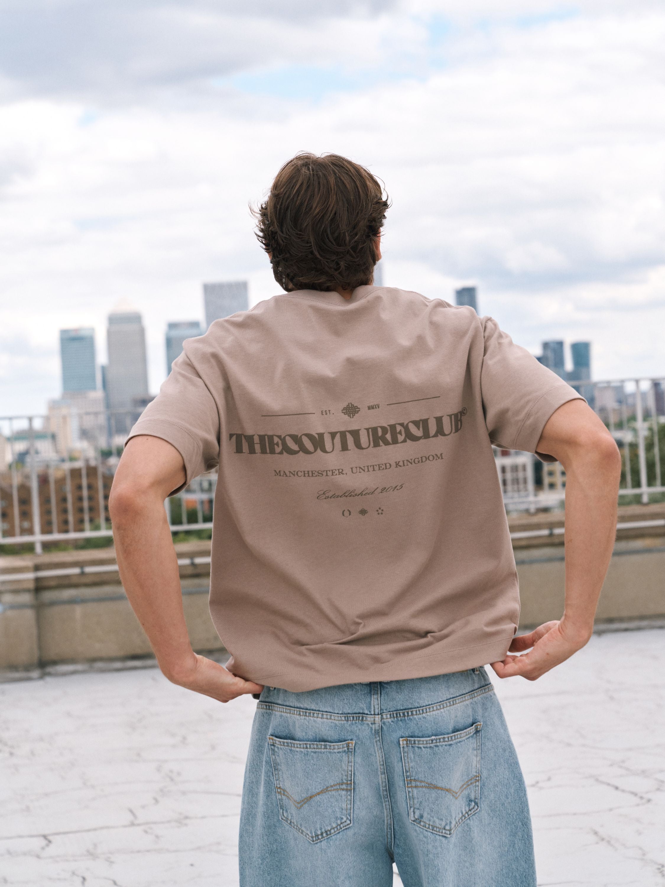 TONAL COPYRIGHT MULTI GRAPHIC T-SHIRT - BROWN