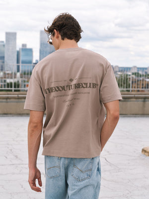 TONAL COPYRIGHT MULTI GRAPHIC T-SHIRT - BROWN