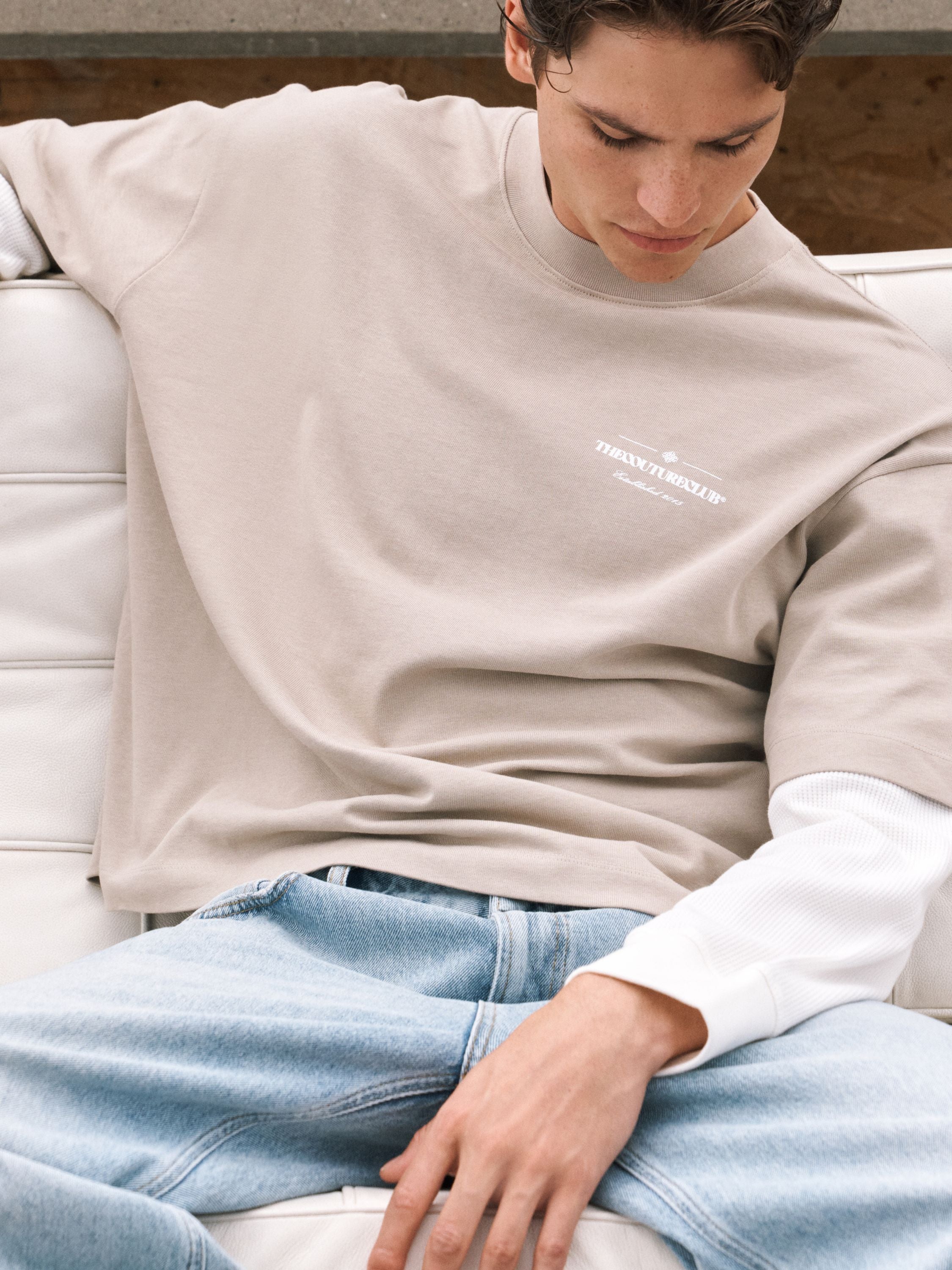 WAFFLE DOUBLE LAYER GRAPHIC T-SHIRT - MUSHROOM
