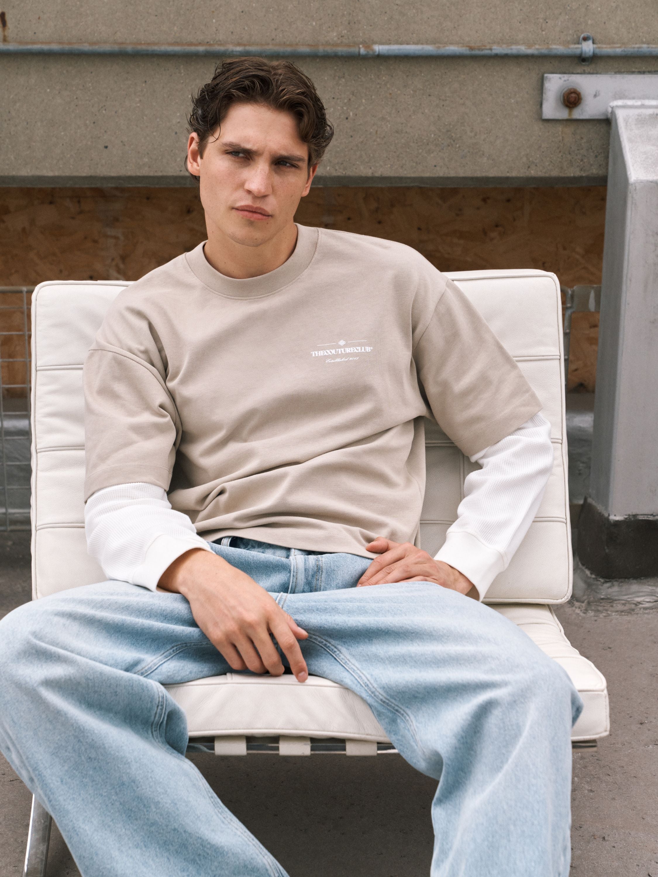 WAFFLE DOUBLE LAYER GRAPHIC T-SHIRT - MUSHROOM