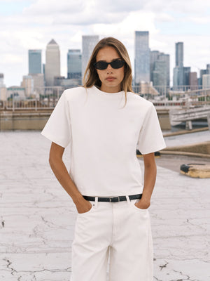 SHOULDER PAD T-SHIRT - OFF WHITE