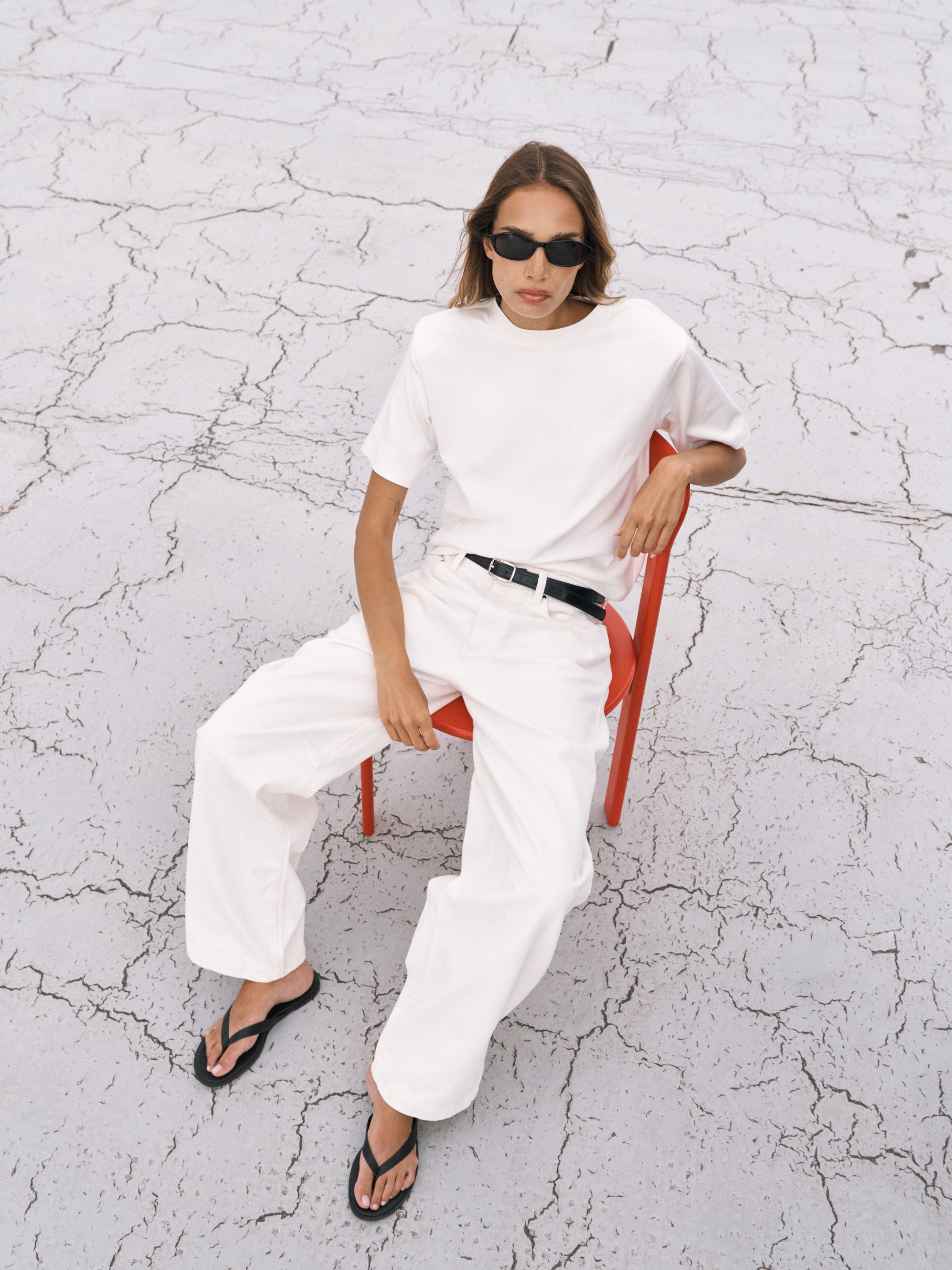 SHOULDER PAD T-SHIRT - OFF WHITE