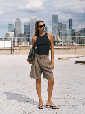 MINIMAL EMBLEM RIB VEST - BLACK