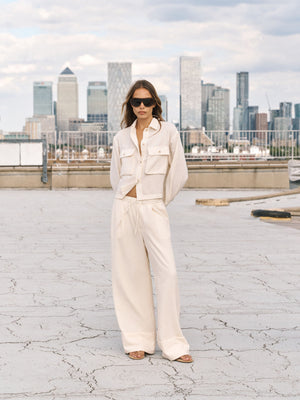 SHEER LINEN PATCH POCKET SHIRT - OFF WHITE