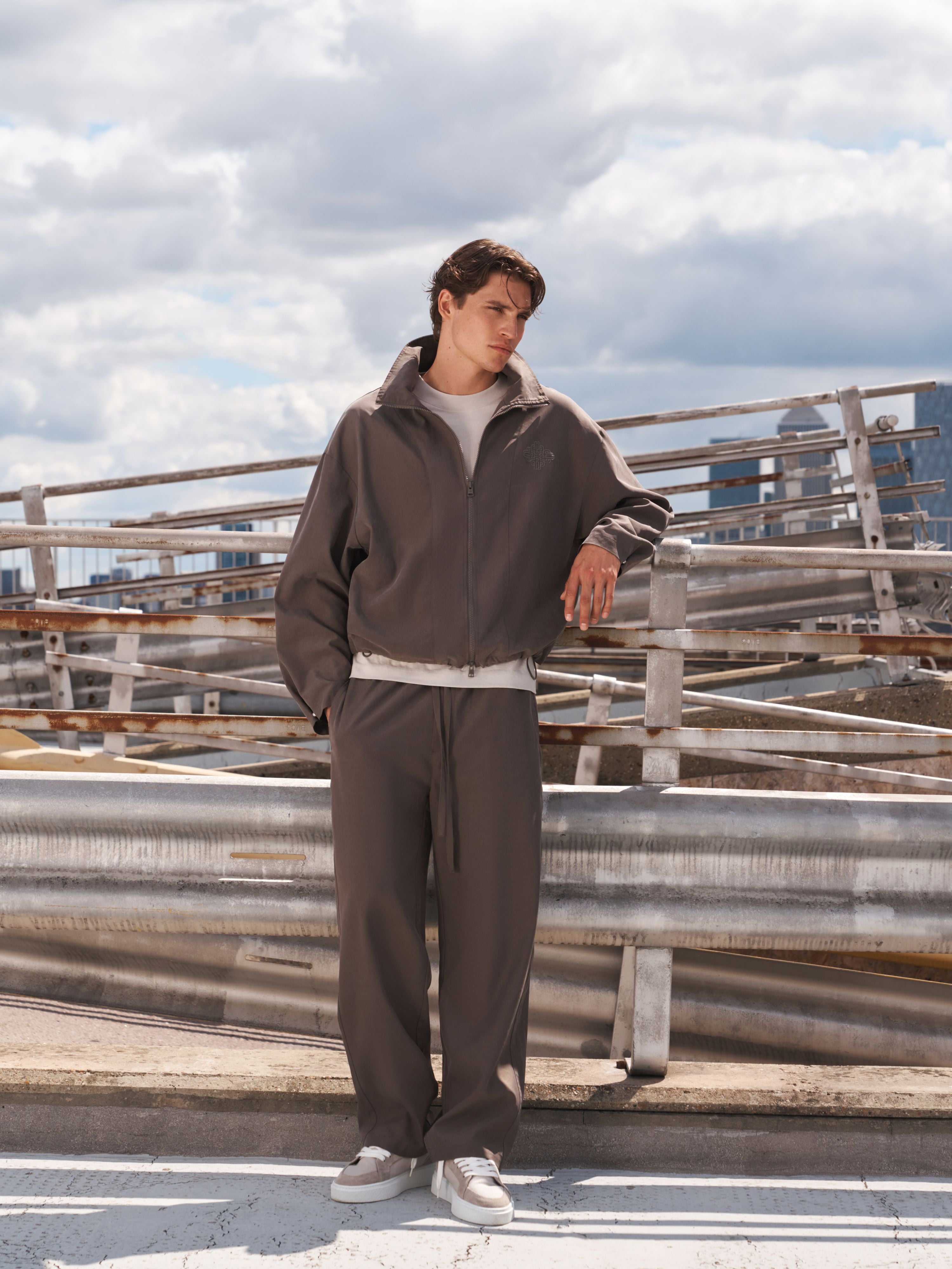 CUPRO PANELLED TROUSER - BROWN