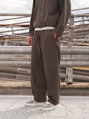 CUPRO PANELLED TROUSER - BROWN