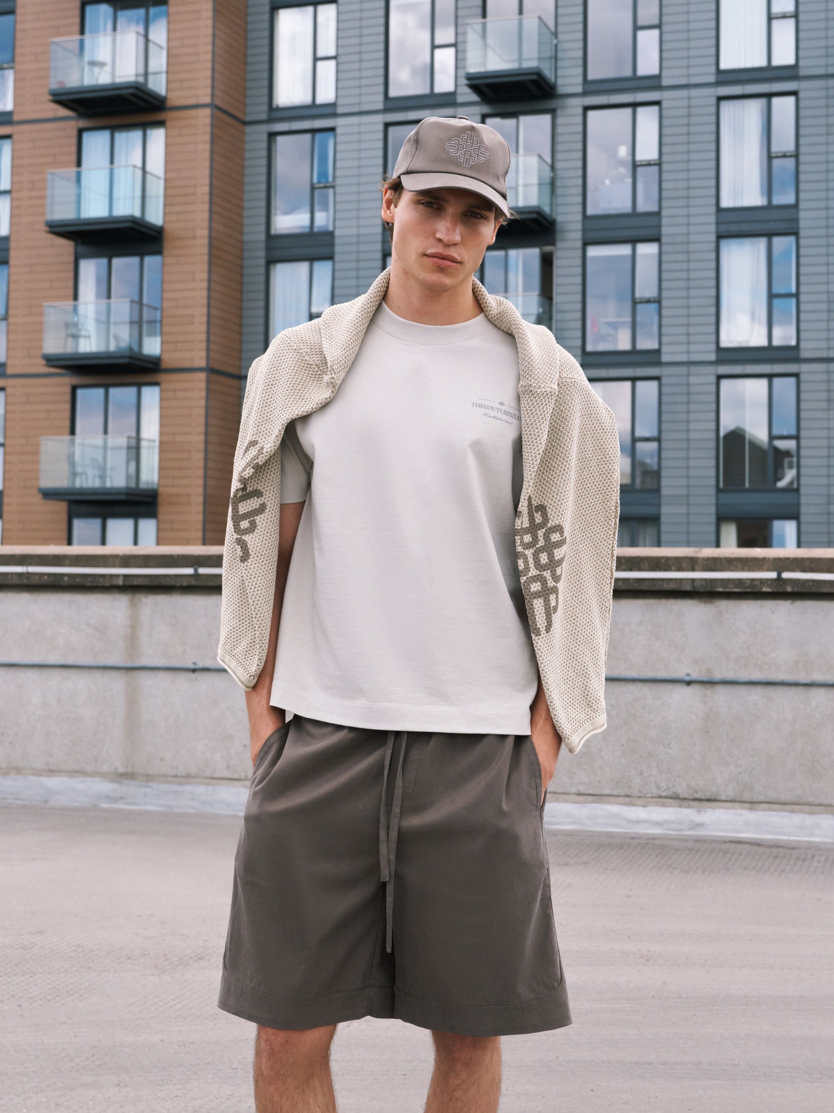 TONAL COPYRIGHT MULTI GRAPHIC T-SHIRT - STONE