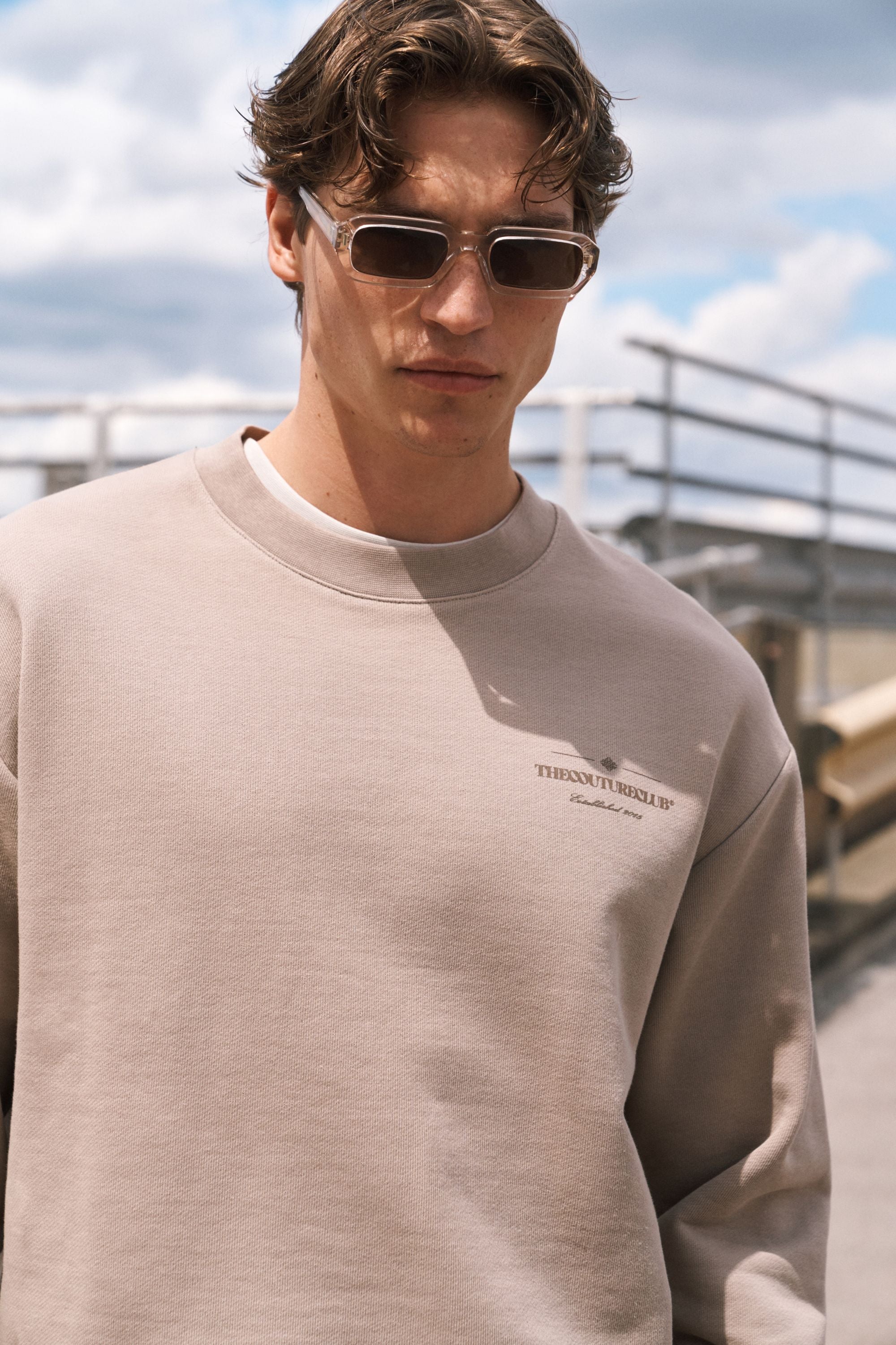 TONAL COPYRIGHT MULTI GRAPHIC CREW - BROWN