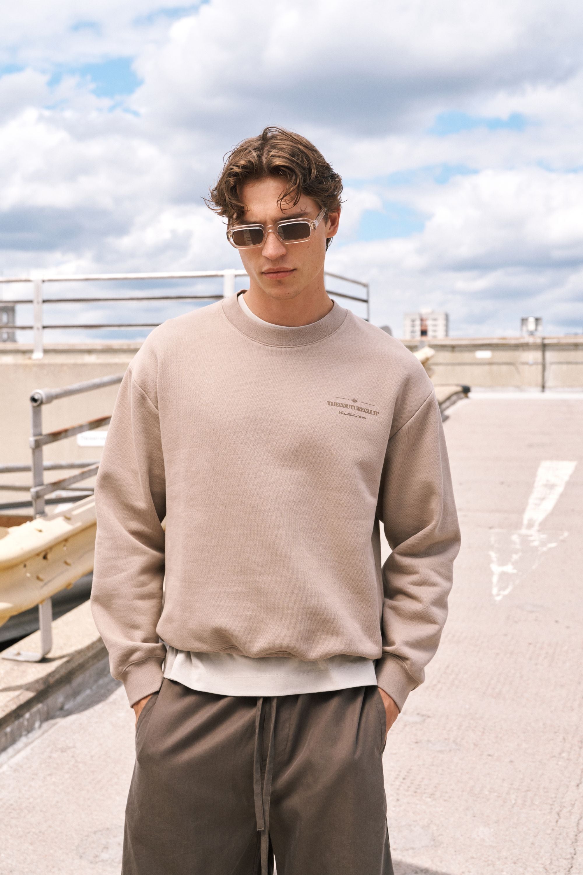 TONAL COPYRIGHT MULTI GRAPHIC CREW - BROWN