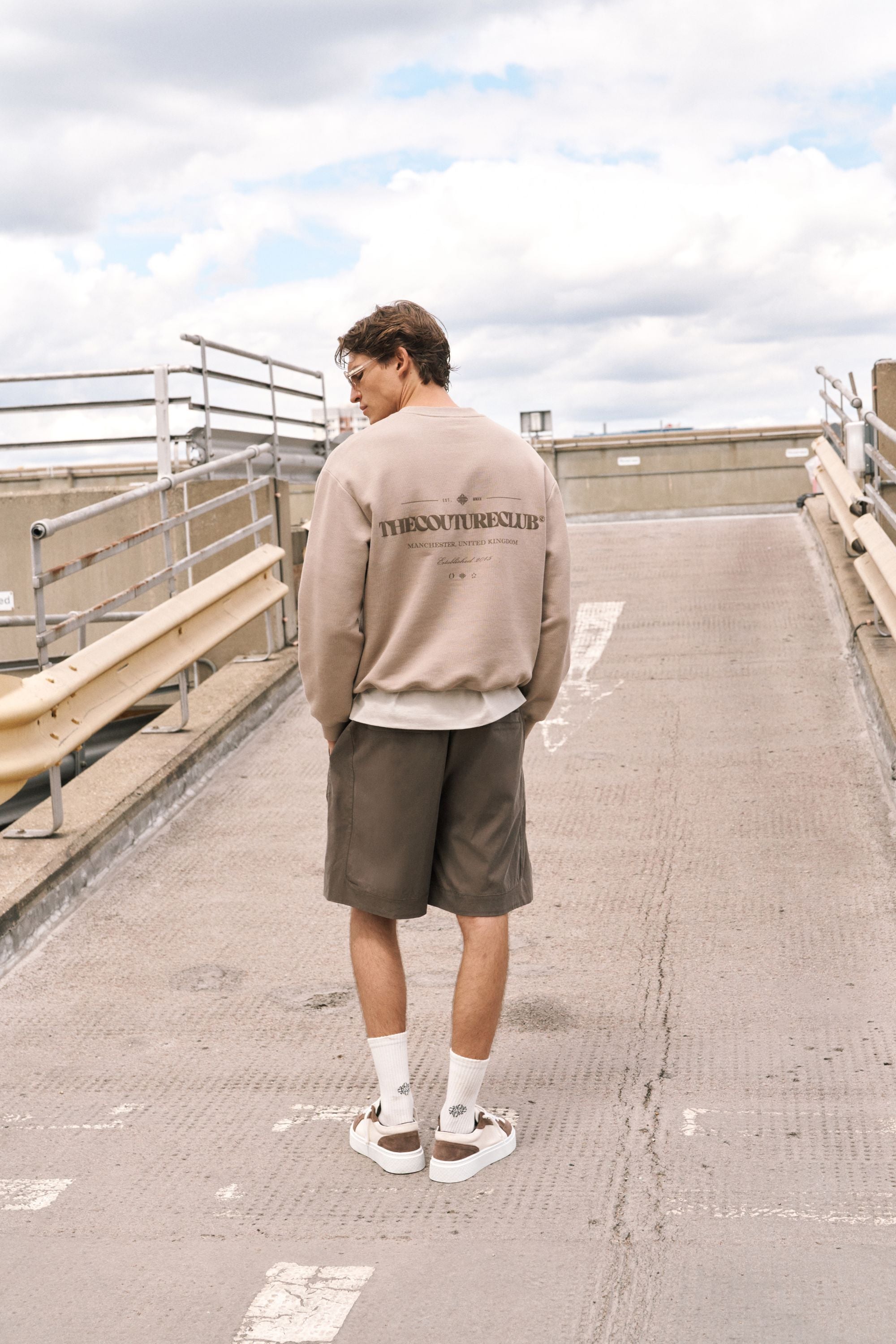 TONAL COPYRIGHT MULTI GRAPHIC CREW - BROWN