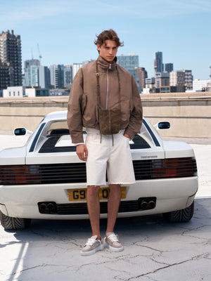 DENIM RAW EDGE SHORTS - ECRU