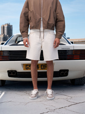 DENIM RAW EDGE SHORTS - ECRU