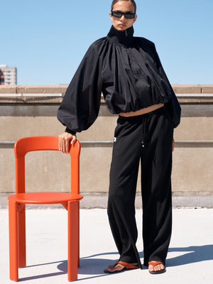 PLISSE TROUSERS - BLACK