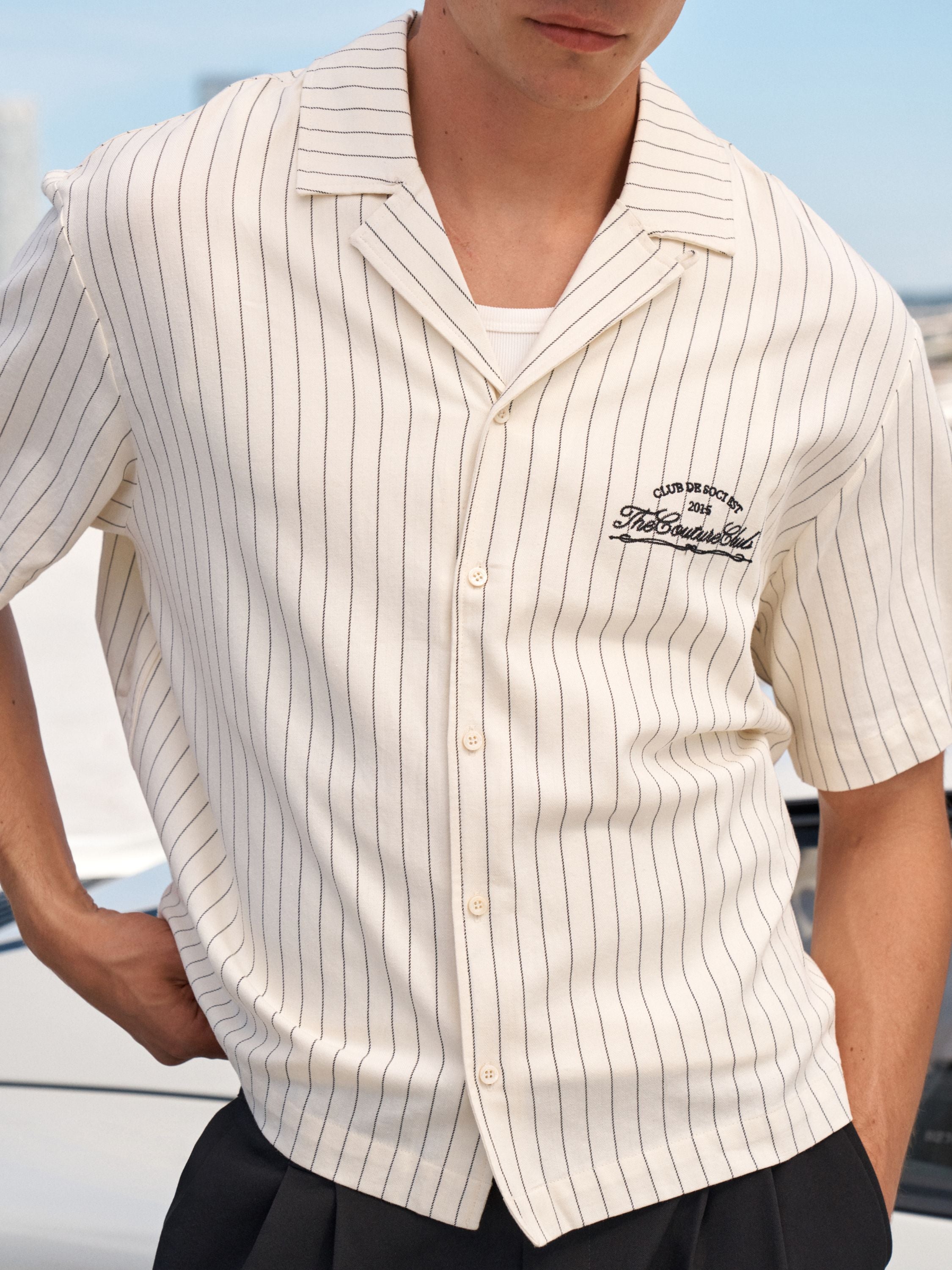 CLUB DE SOCI STRIPE SHIRT - OFF WHITE