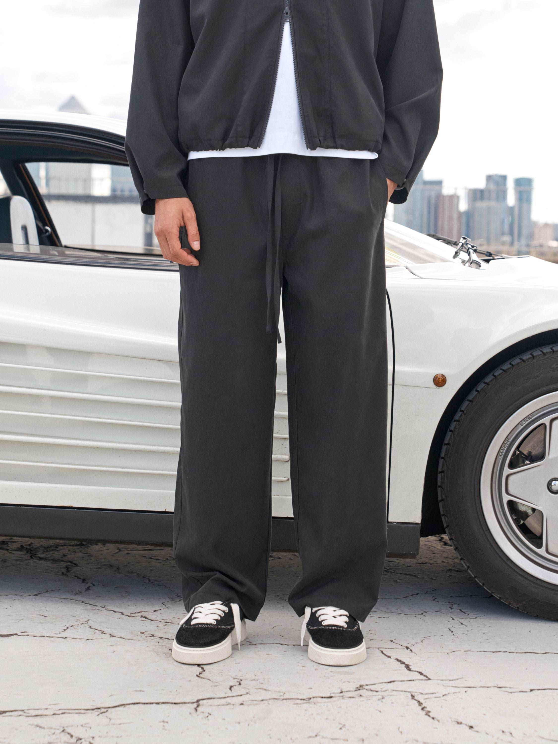 CUPRO PANELLED TROUSER - BLACK