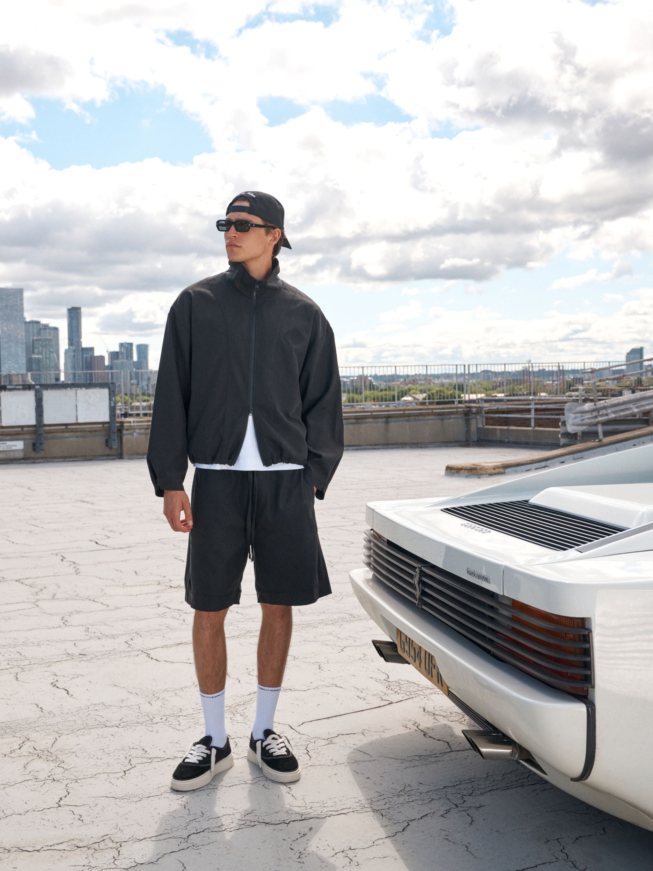 CUPRO PANELLED SHORTS - BLACK