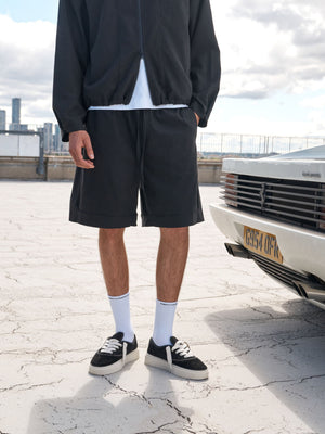 CUPRO PANELLED SHORTS - BLACK