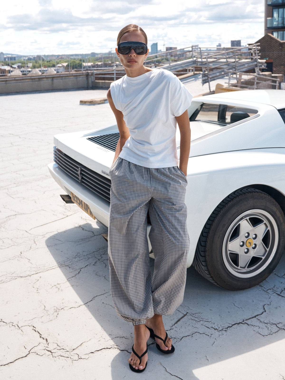 ASYMMETRIC GATHERED T-SHIRT - OFF WHITE
