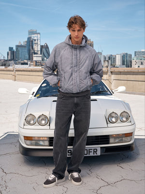 WASHED ZIP THROUGH WINDBREAKER - GREY