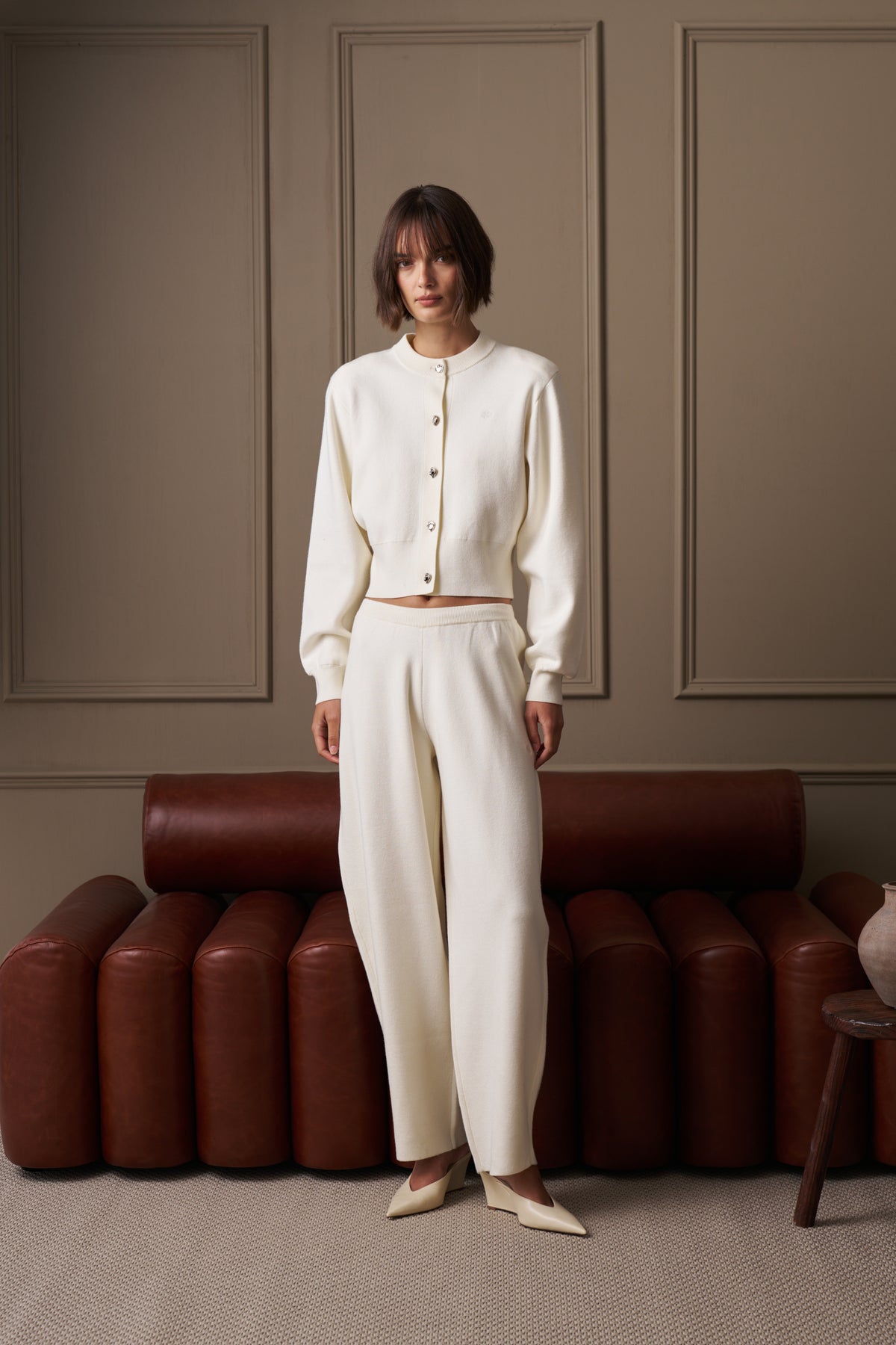 COMPACT KNIT CARDIGAN - CREAM