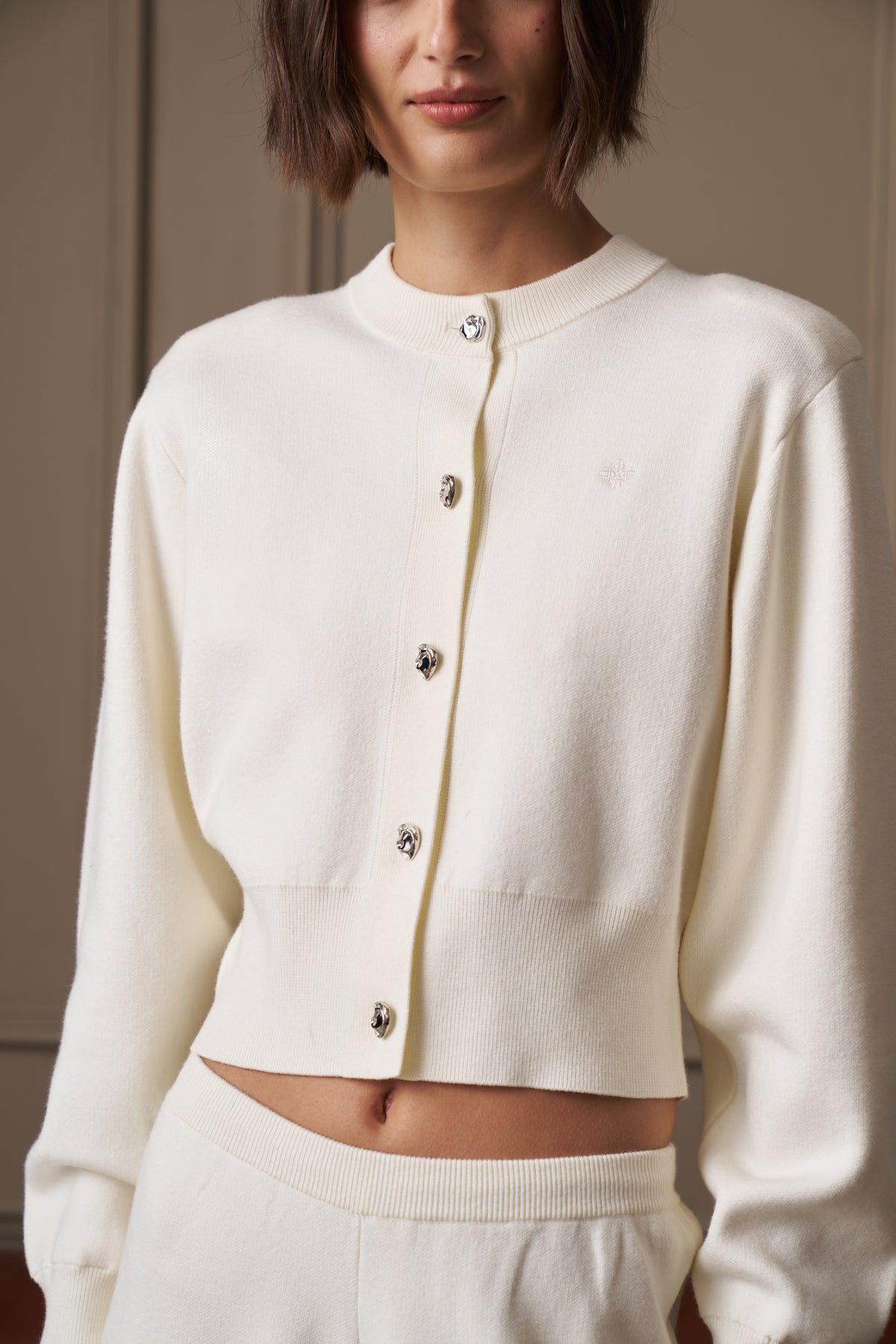 COMPACT KNIT CARDIGAN - CREAM