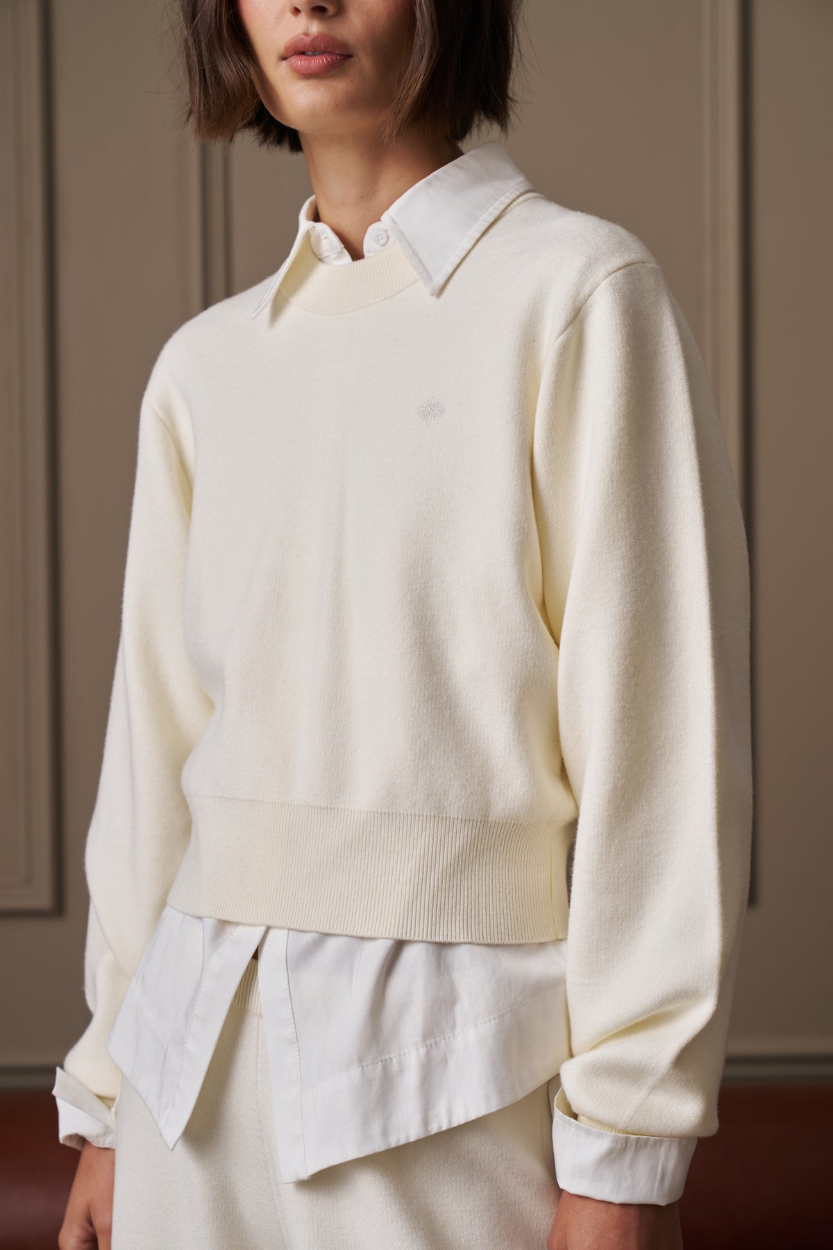 COMPACT KNIT CREW - CREAM