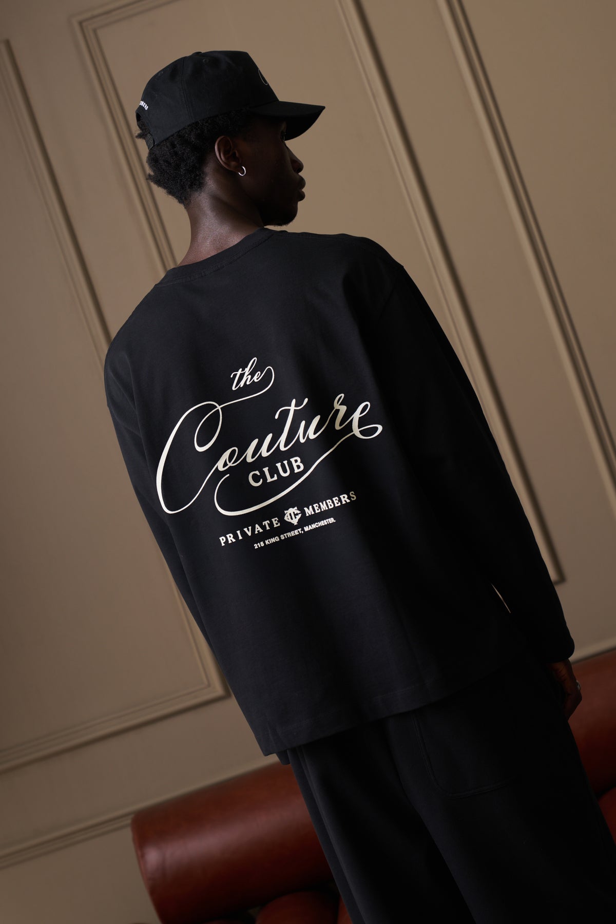 PRIVATE MEMBERS SCRIPT LONG SLEEVE T-SHIRT - BLACK