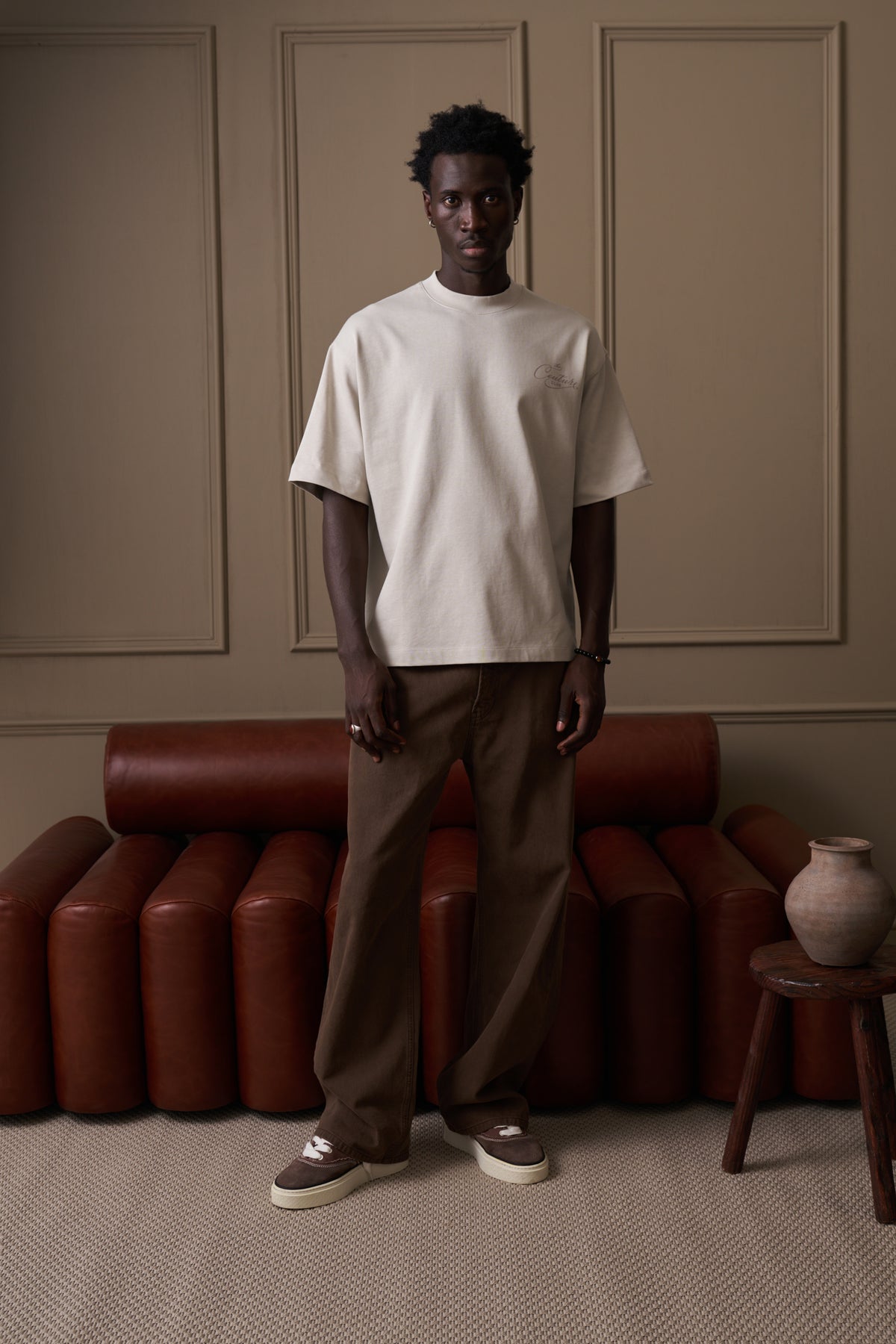 PRIVATE MEMBERS SCRIPT T-SHIRT - STONE