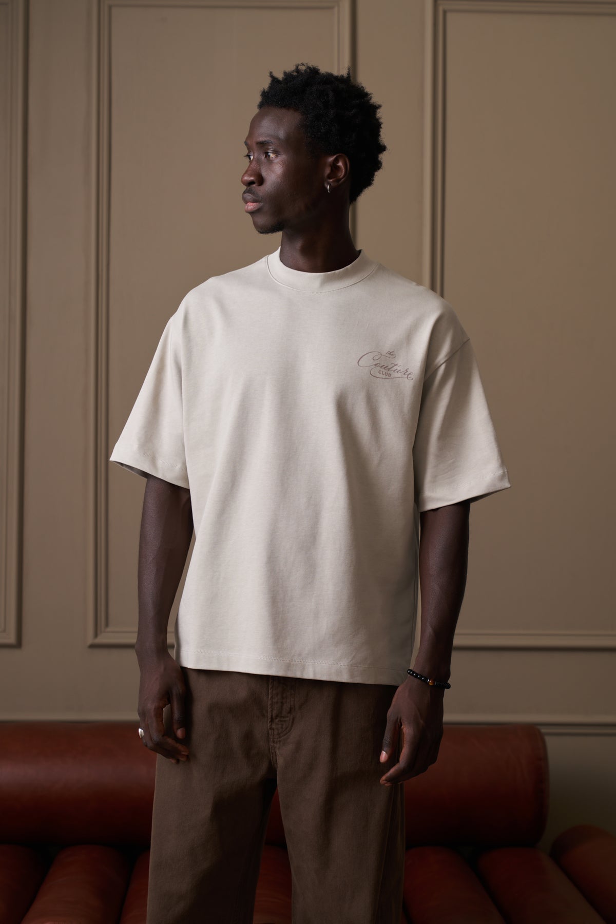 PRIVATE MEMBERS SCRIPT T-SHIRT - STONE
