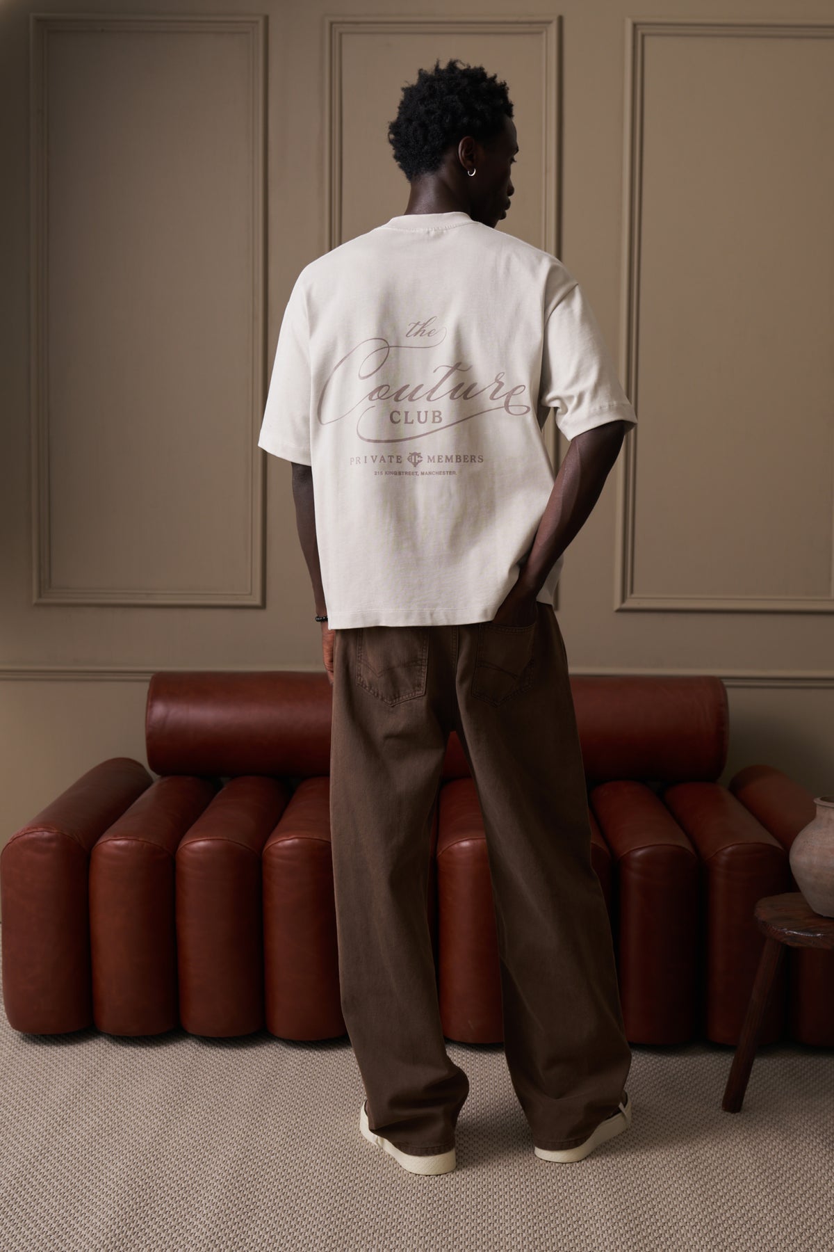 PRIVATE MEMBERS SCRIPT T-SHIRT - STONE