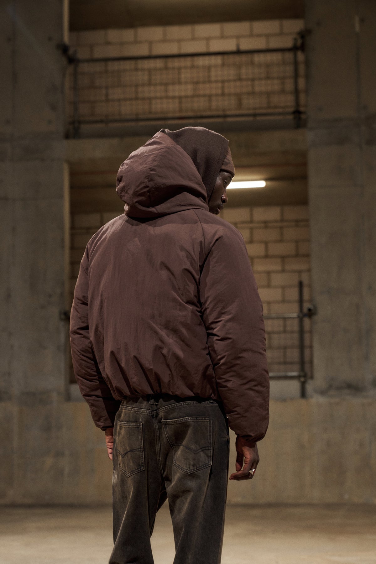 REVERSIBLE PUFFER COAT - BROWN