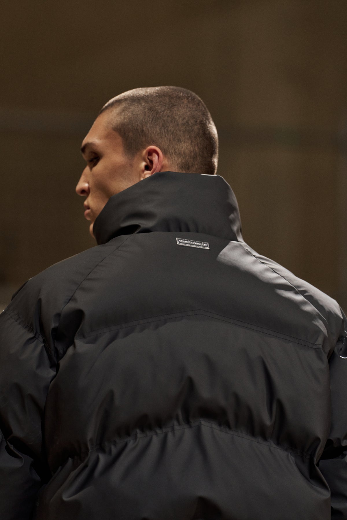 RUBBERISED PUFFER COAT - BLACK