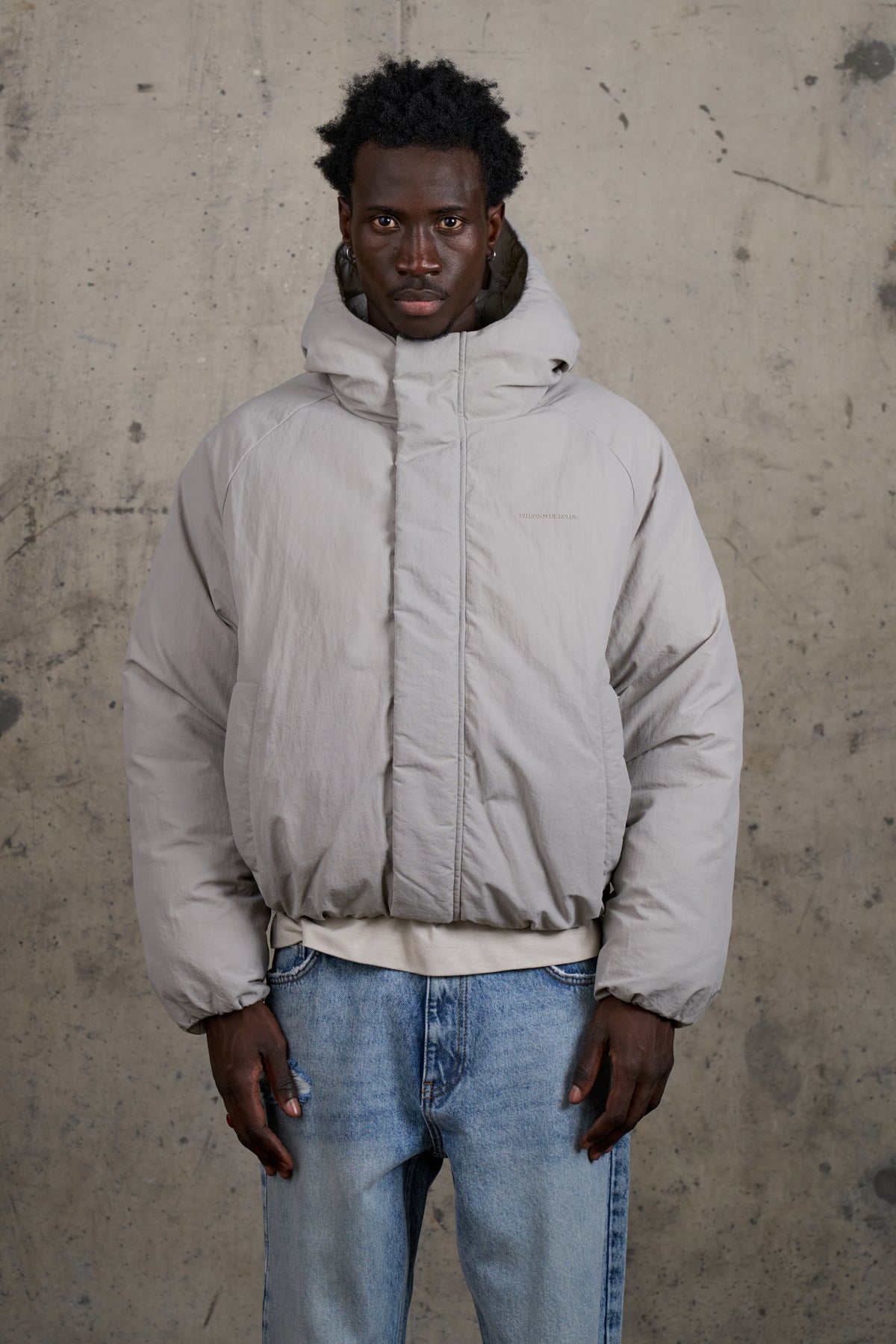 REVERSIBLE PUFFER COAT - LIGHT GREY