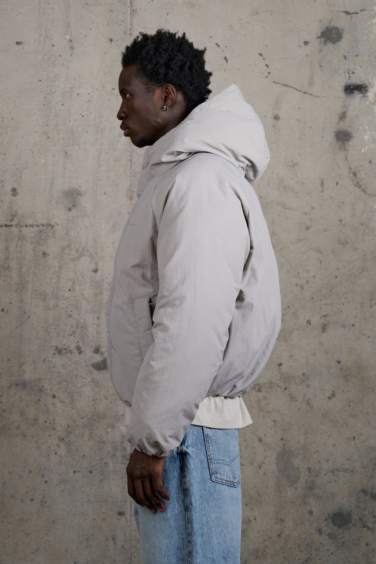 REVERSIBLE PUFFER COAT - LIGHT GREY
