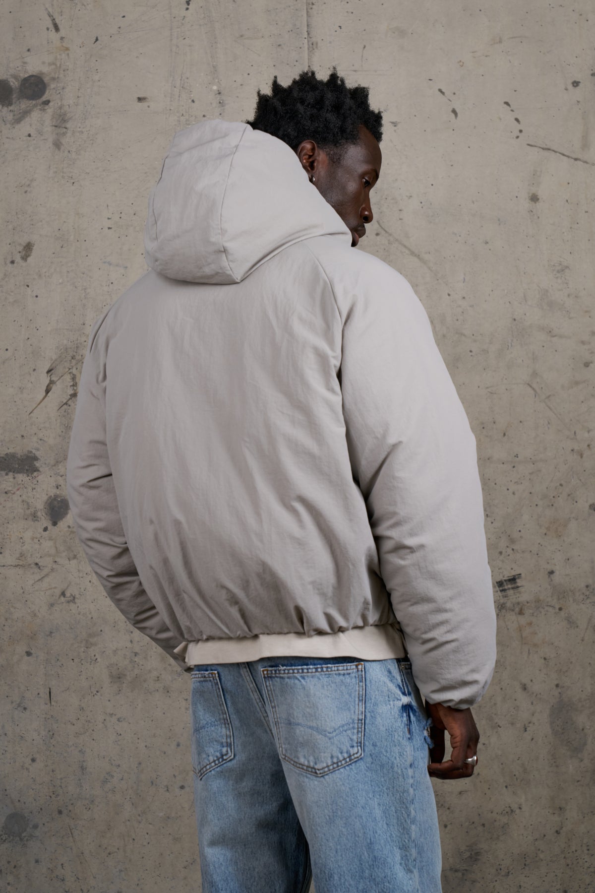 REVERSIBLE PUFFER COAT - LIGHT GREY