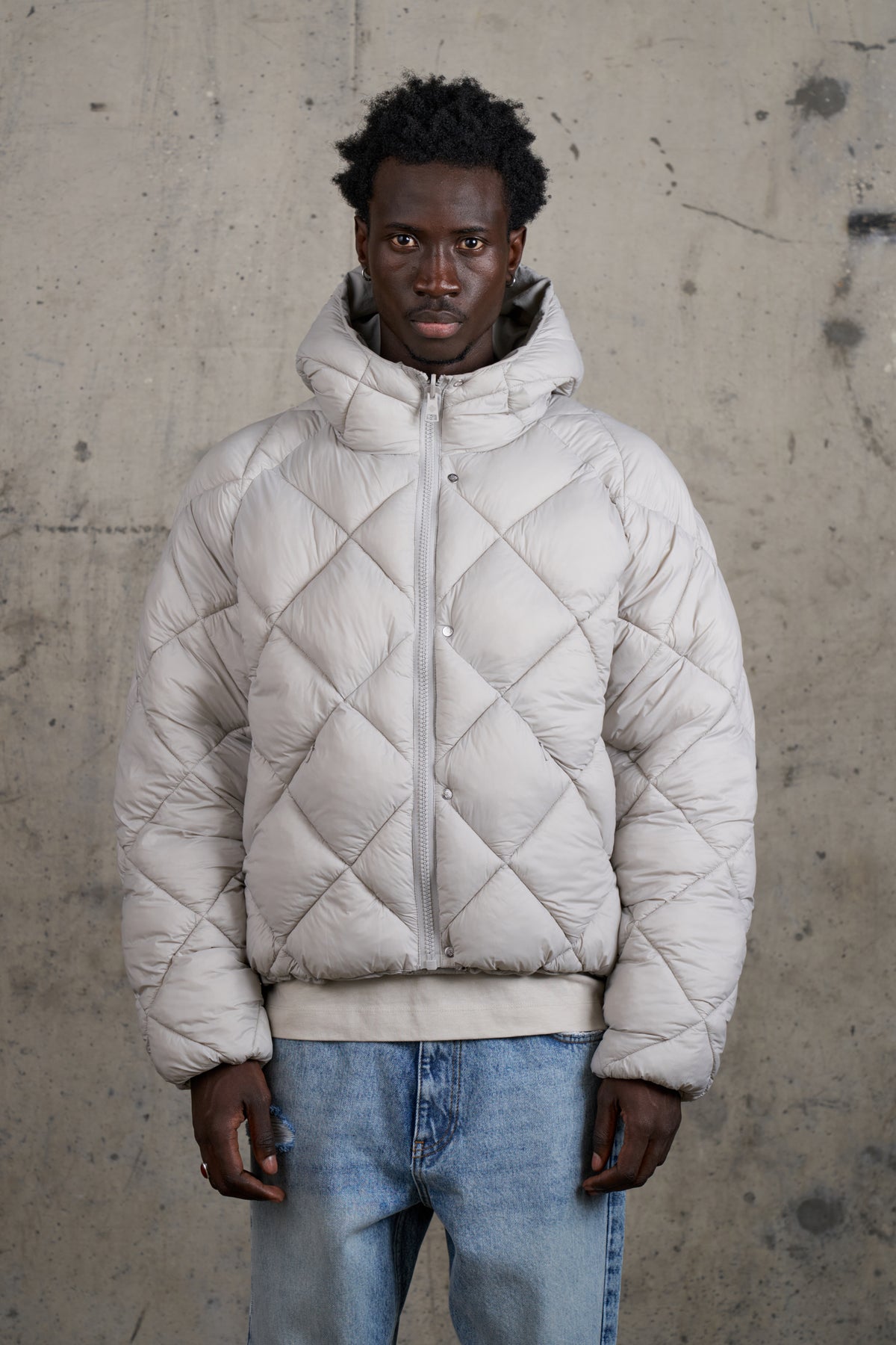 REVERSIBLE PUFFER COAT - LIGHT GREY