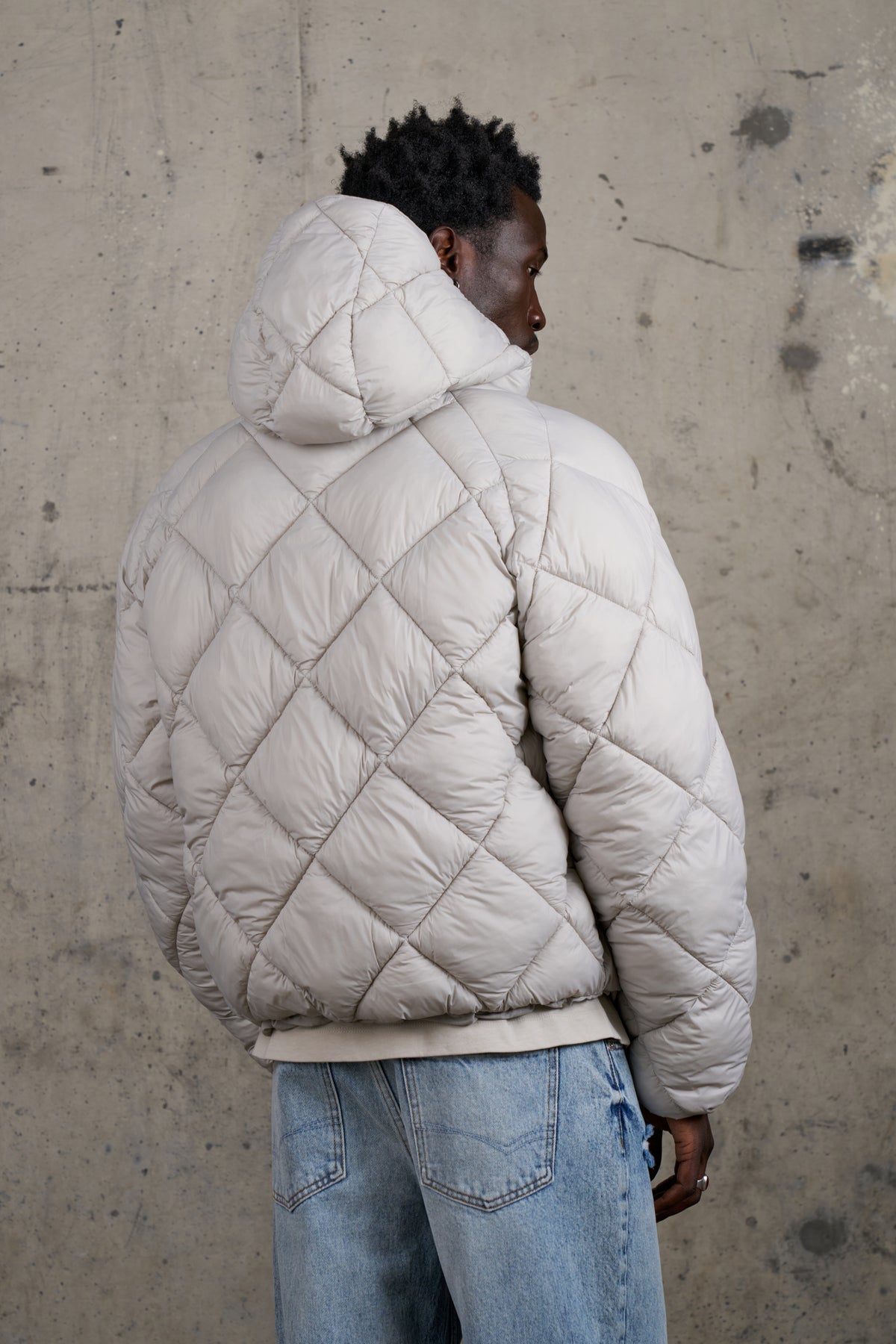 REVERSIBLE PUFFER COAT - LIGHT GREY