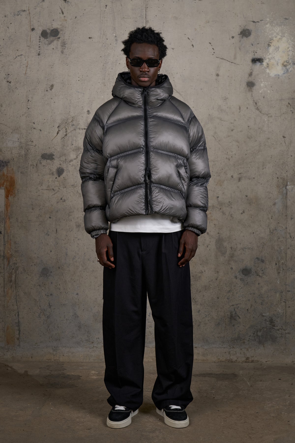 TRANSLUCENT PUFFER COAT - KHAKI