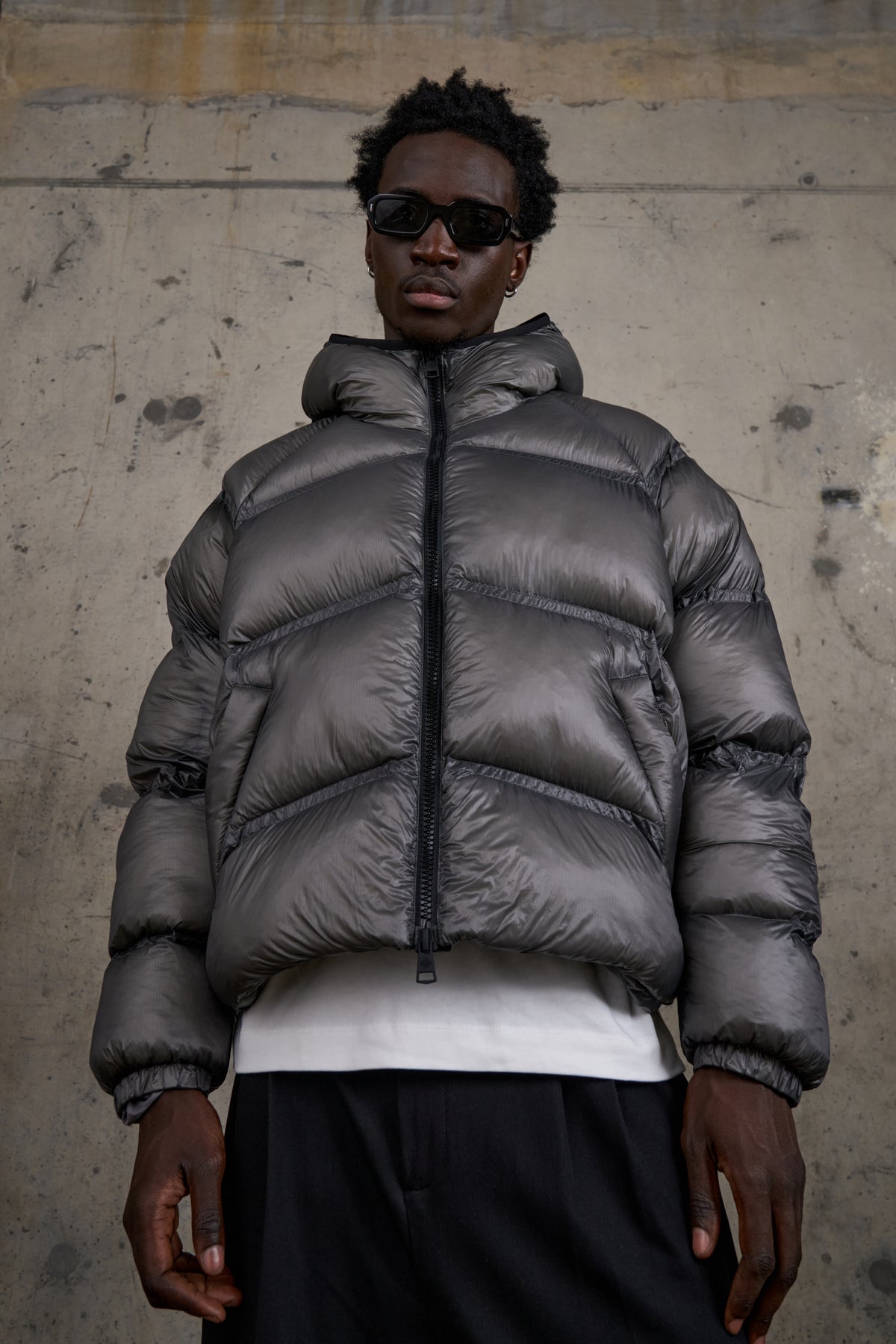 TRANSLUCENT PUFFER COAT - KHAKI