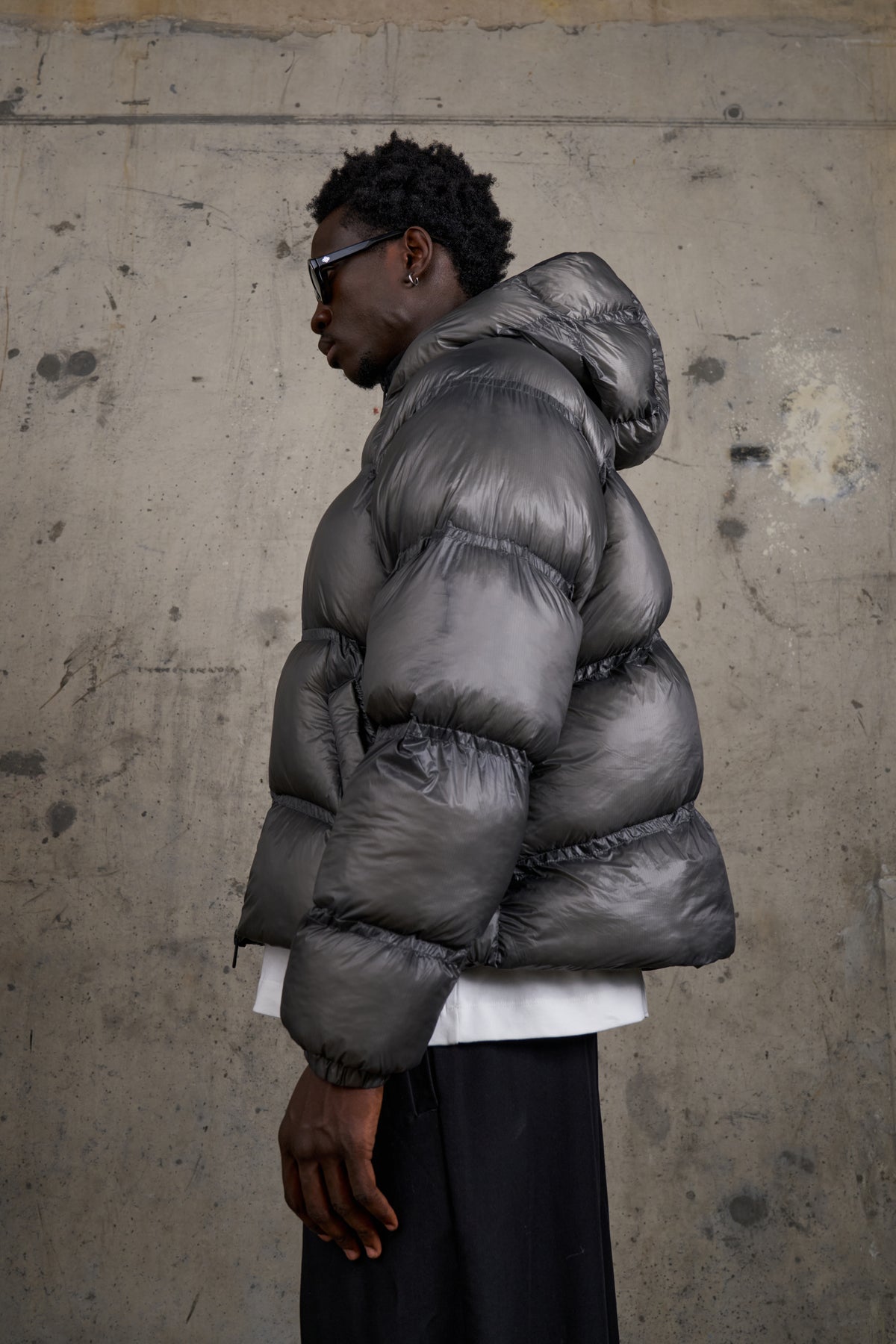 TRANSLUCENT PUFFER COAT - KHAKI
