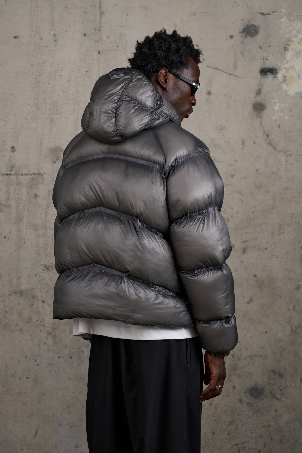 TRANSLUCENT PUFFER COAT - KHAKI